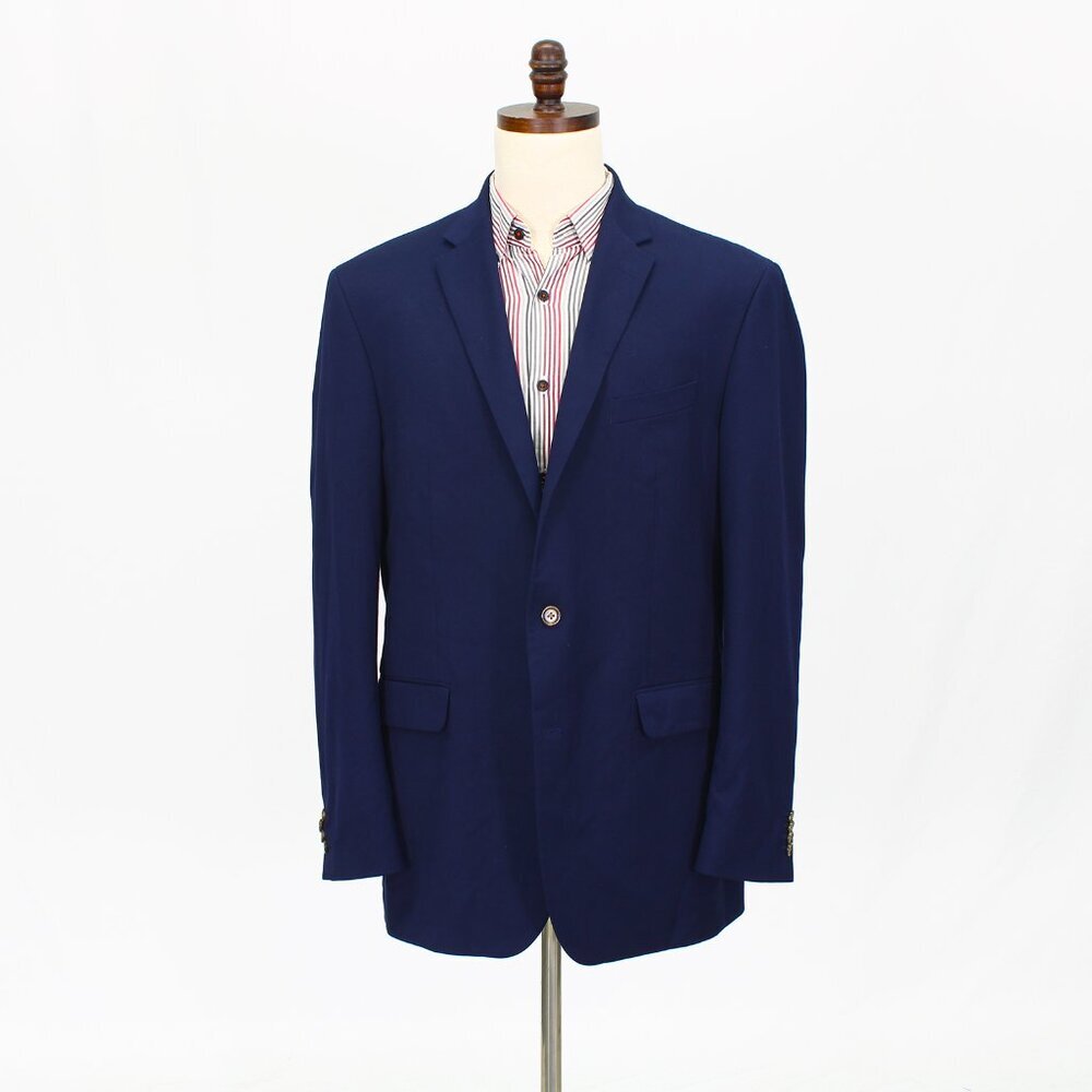 John Bartlett 46L Navy Solid 2-Button Sport Coat Blazer Jacket T522